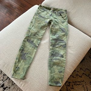 J. Crew skinny, camo denim with front slant zipper pockets. #camo